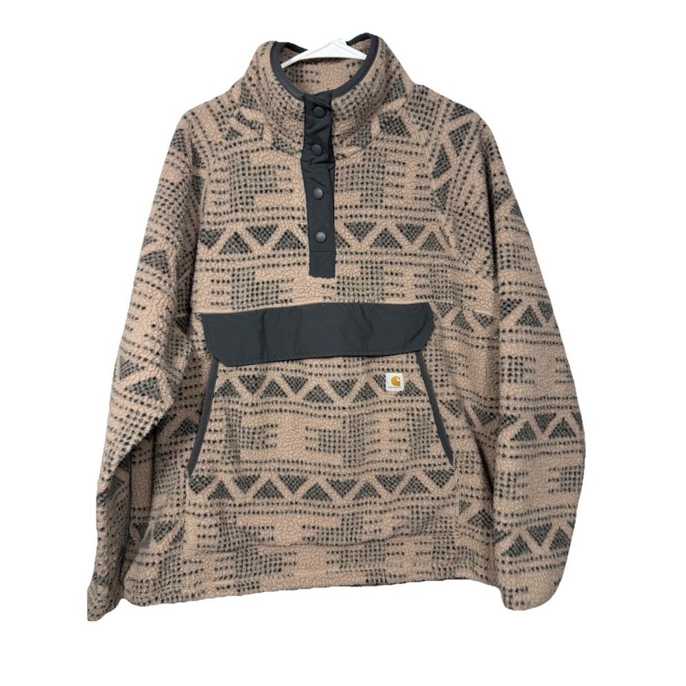 Carhartt Womens XXL‎ Relaxed Fit Sherpa Fleece Pullover Aztec Print Oversized